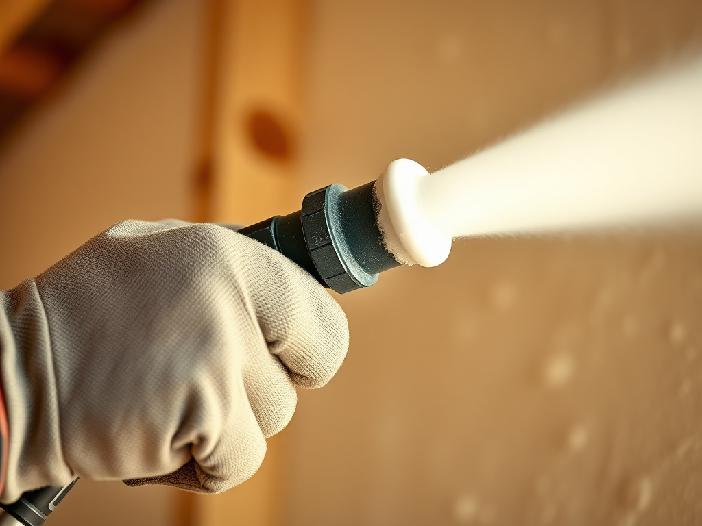 Close-up of cured spray foam insulation texture